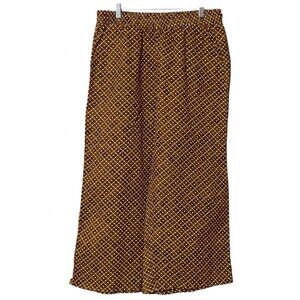 SOLD!! DO NOT BUY!! Hurley Cotton Gauze Wide Leg Cropped Pants Brown Geometric